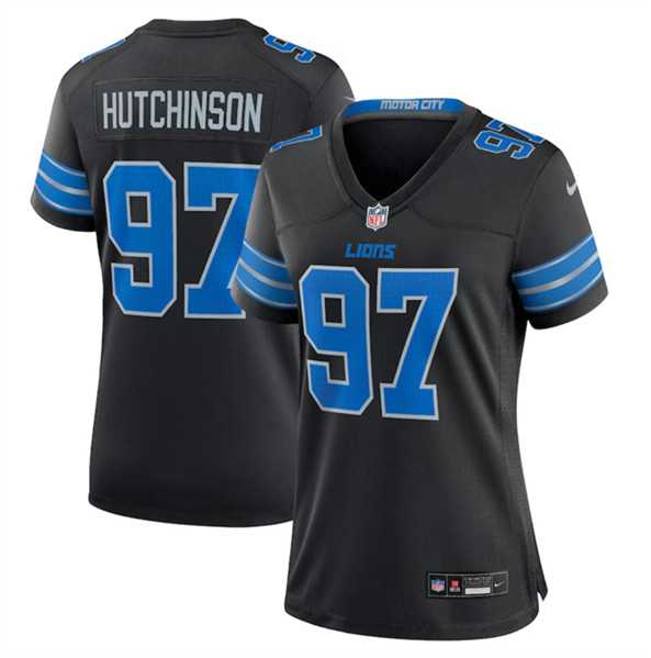 Women%27s Detroit Lions #97 Aidan Hutchinson Black 2nd Alternate Stitched Jersey Dzhi